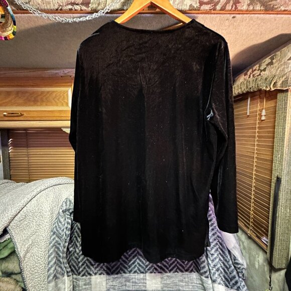 Liz Claiborne Black Velvet Cardigan - Size M - Picture 3 of 7
